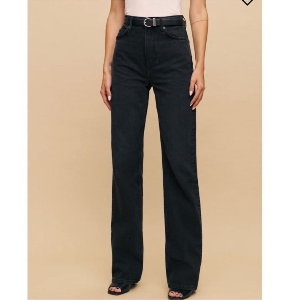 Reformation Wilder High Rise Wide Leg Jeans in Washed Black Size 27